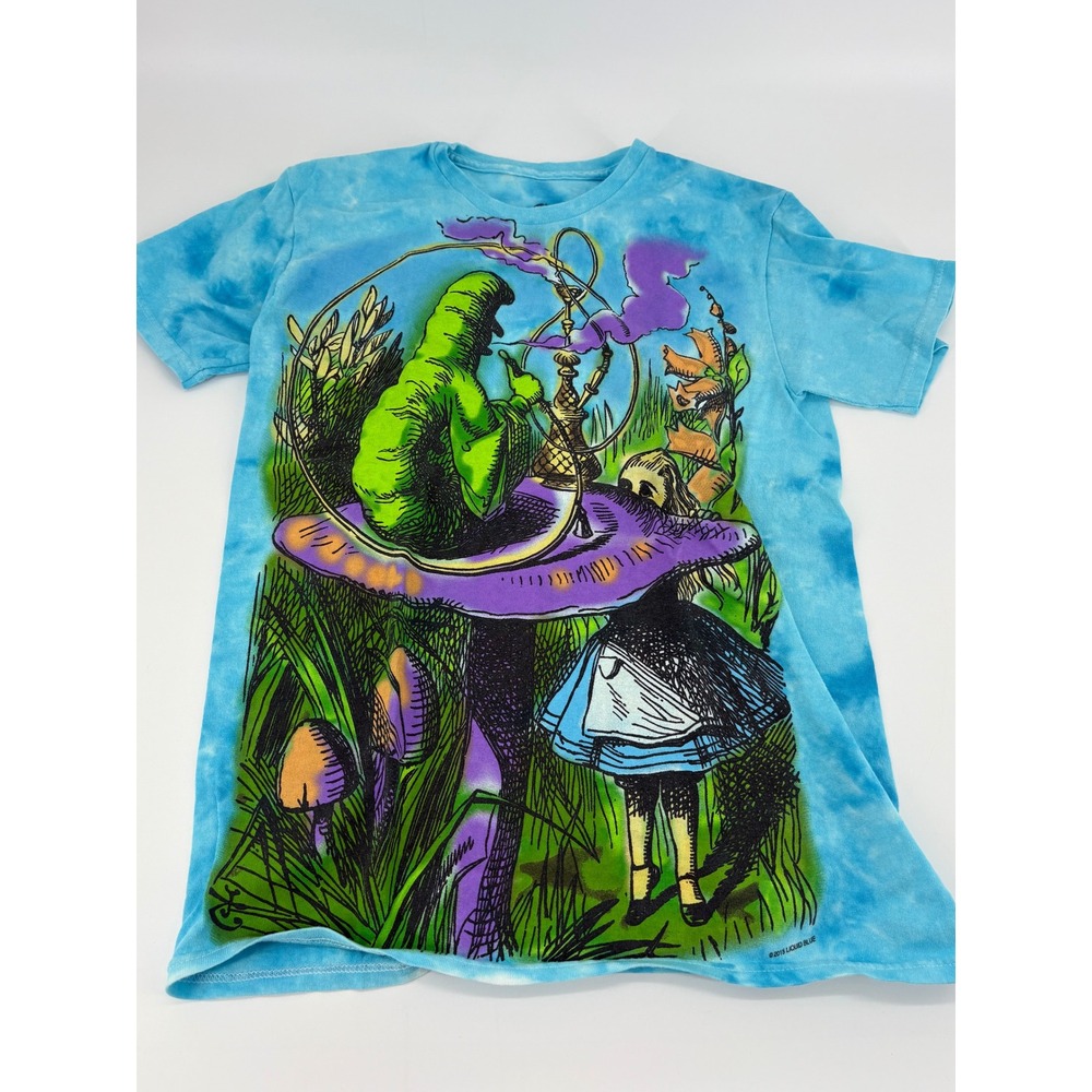 Liquid Blue Alice in Wonderland Caterpillar Tie Dye‎ Graphic T-Shirt Small
